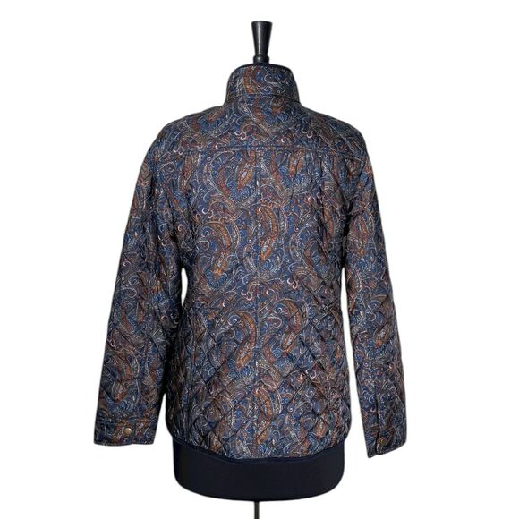 Talbots Womens Coat M Paisley Quilted Corduroy Snap Button Jacket Preppy Classic - Picture 2 of 10